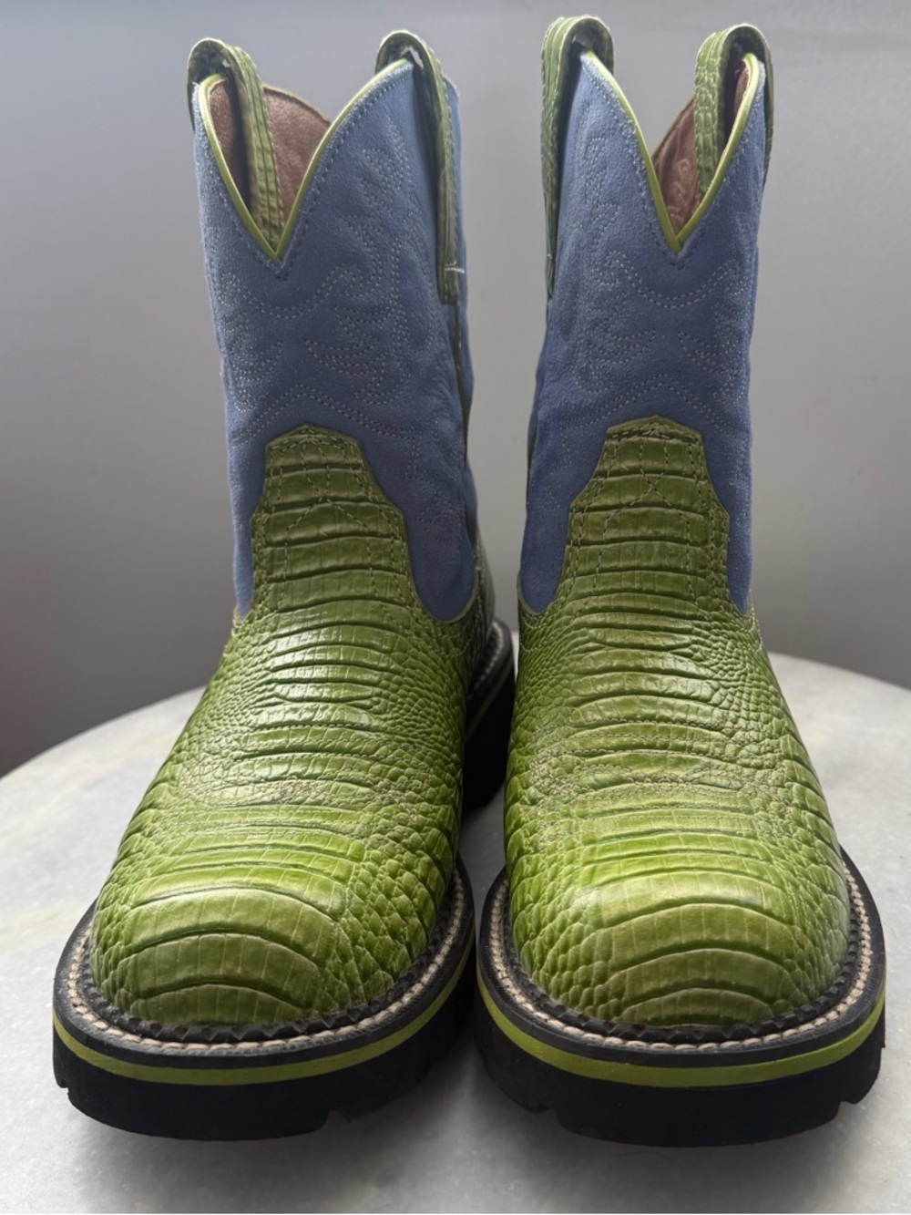 Ariat Brown Leather Boot with Green Accent